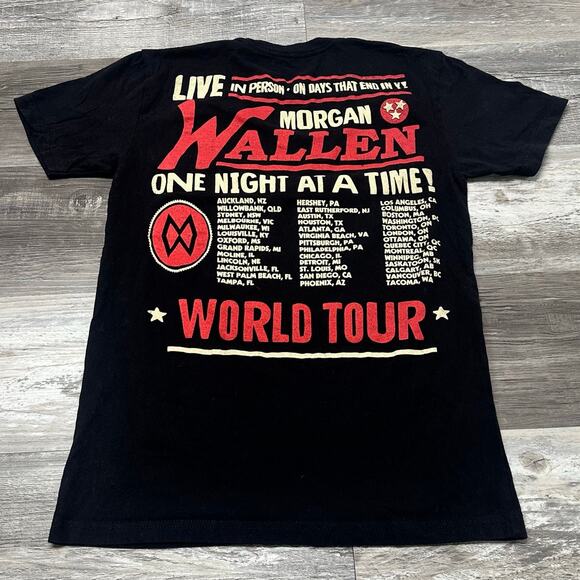 2023 Morgan Wallen One Night At A Time World‎ Tour Black Red Mens S Concert Tee - Picture 2 of 8